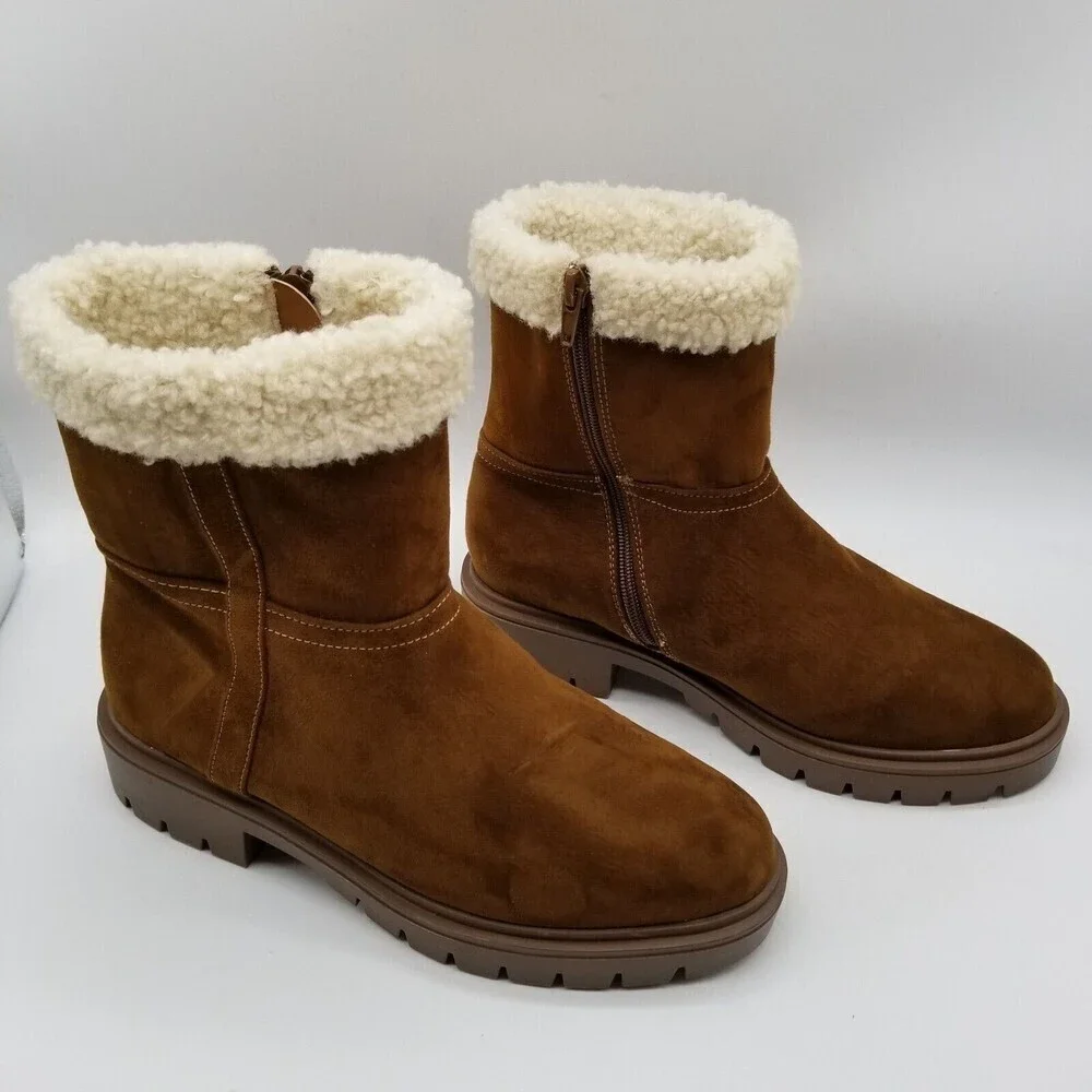 Esprit Women Brown Faux Suede Adrianna Lug‎ Sole Boots 7
